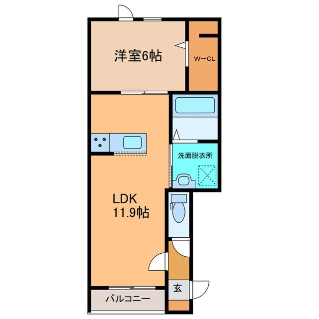 イースト GARDENX(1LDK/2階)の間取り写真