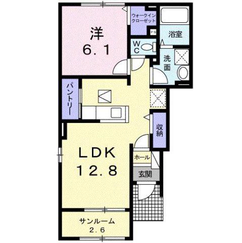 ソレイユ高岡I(1LDK/1階)の間取り写真