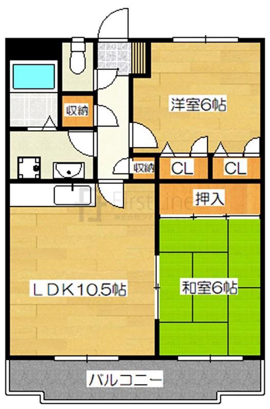 アネックスけやき通(2LDK/3階)の間取り写真