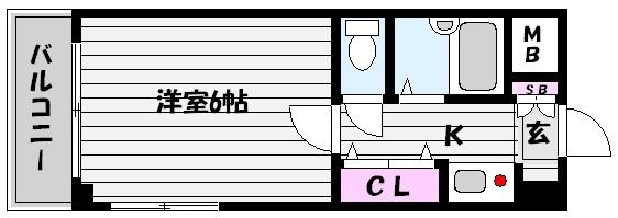 パルコ御影(1K/3階)の間取り写真