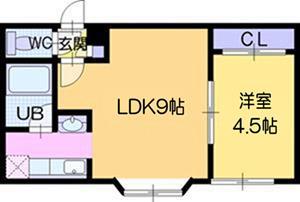 ガーデンフレア若葉(1LDK/3階)の間取り写真