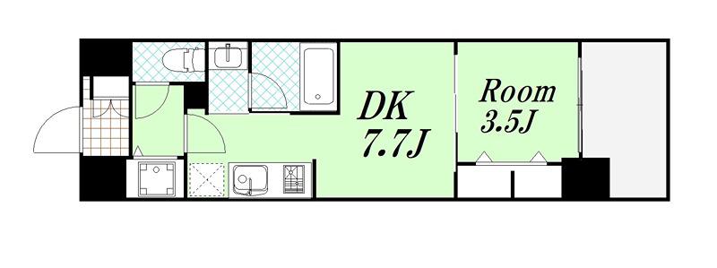 ラルシェパルク新大阪(1DK/11階)の間取り写真