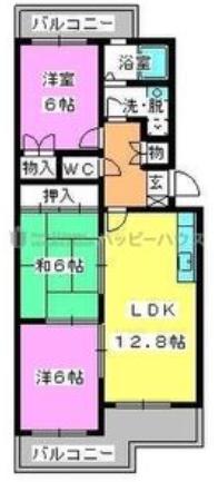 ベレーザ旭ヶ丘(3LDK/3階)の間取り写真