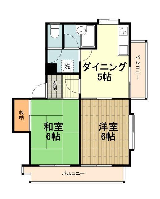日野台みすずマンション(2DK/4階)の間取り写真