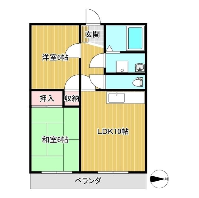 スプレンドール2(2LDK/2階)の間取り写真