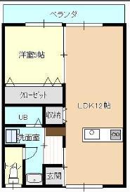コンフォート(1LDK/2階)の間取り写真