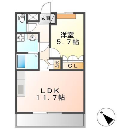 SUN FOREST(1LDK/2階)の間取り写真