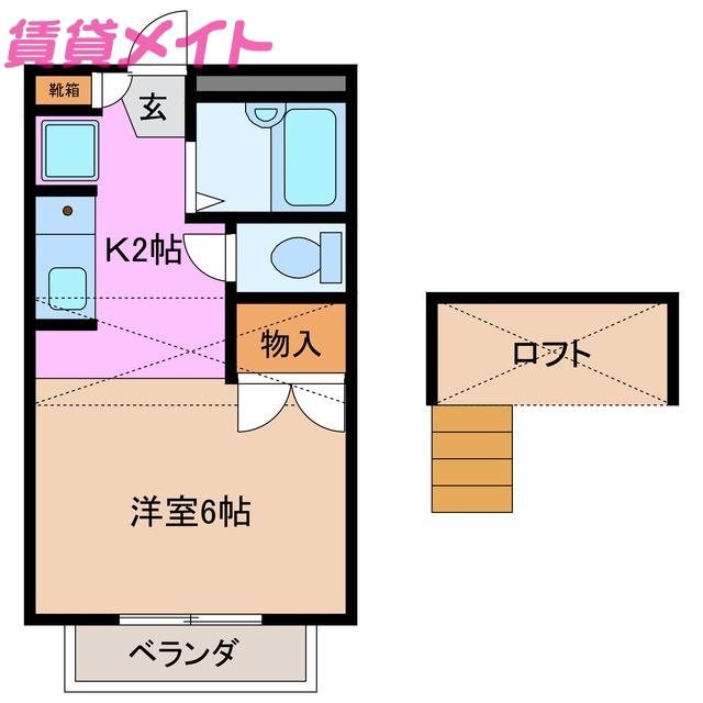 レーベンハイムIII(1K/2階)の間取り写真