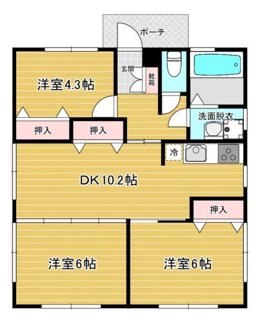 リファレンス八女VILLAGE(3DK/1階)の間取り写真