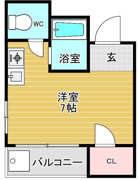 オリエントハイツ(ワンルーム/5階)の間取り写真