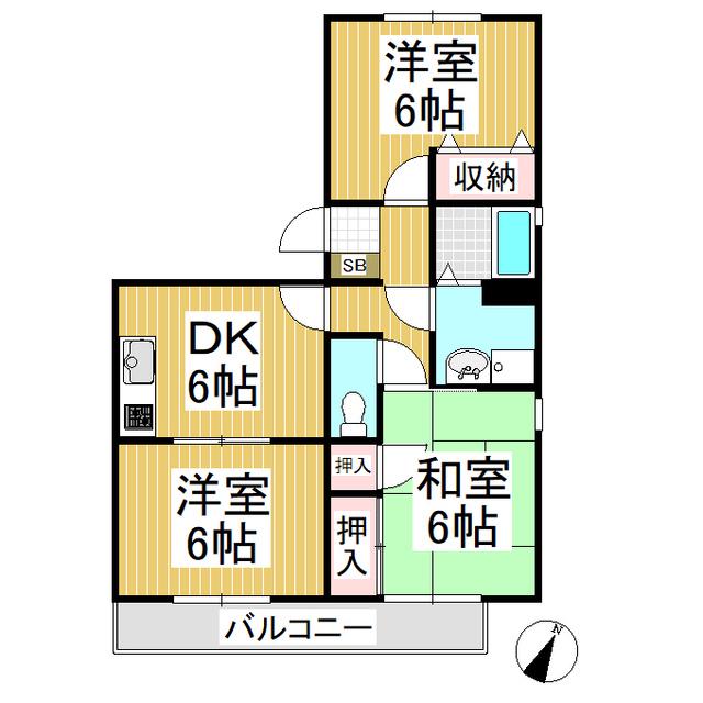 フェニックスST(3DK/1階)の間取り写真