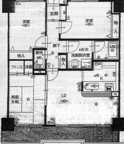 プロスペール桜城(3LDK/8階)の間取り写真