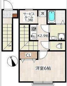 ホワイトローズIII(1SK/2階)の間取り写真
