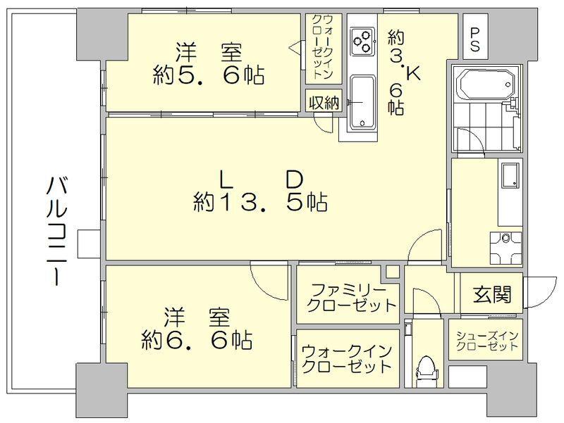 ゼクシオン博多(2LDK/11階)の間取り写真
