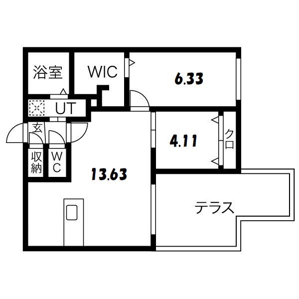アイディール白石(2LDK/1階)の間取り写真
