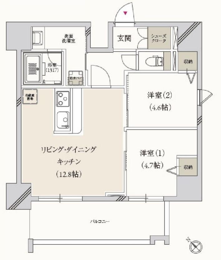 プライマル月島(2LDK/7階)の間取り写真
