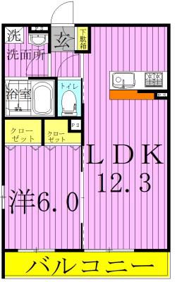 リブリ・セレシア(1LDK/2階)の間取り写真