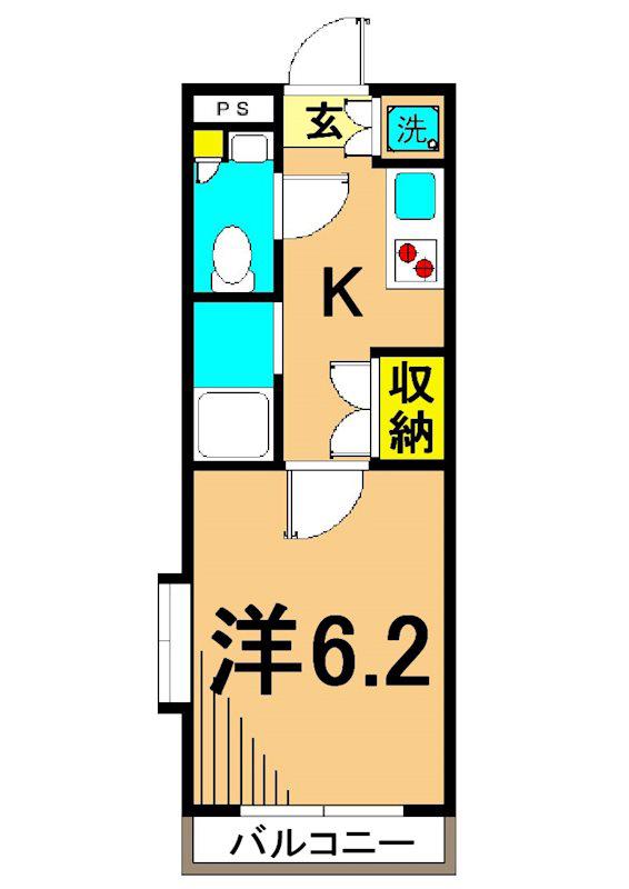 CUBE1(1K/2階)の間取り写真