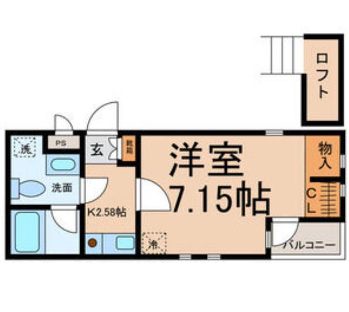アムール青柳(1K/1階)の間取り写真