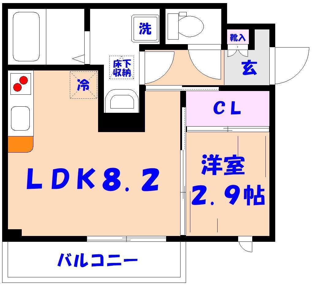 カーサグランデ本八幡(1LDK/1階)の間取り写真