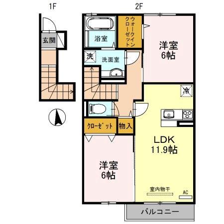 ステラ ポラリス(2LDK/2階)の間取り写真