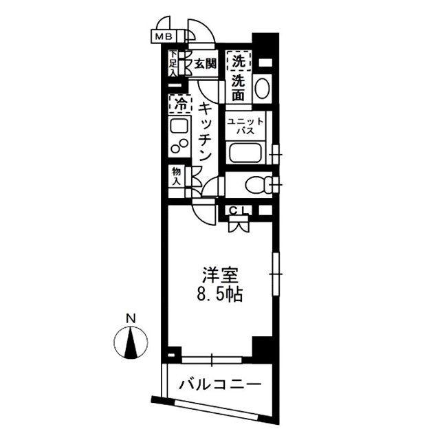 レジディア中落合A棟(1K/3階)の間取り写真