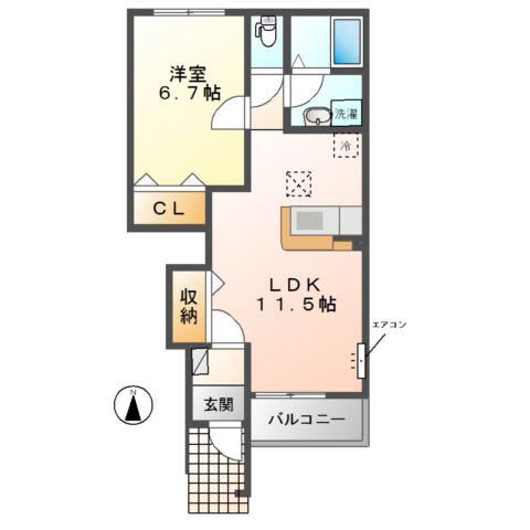 CAMERA FELICE(1LDK/1階)の間取り写真