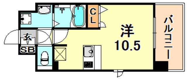プレサンス神戸アモーレ(ワンルーム/3階)の間取り写真