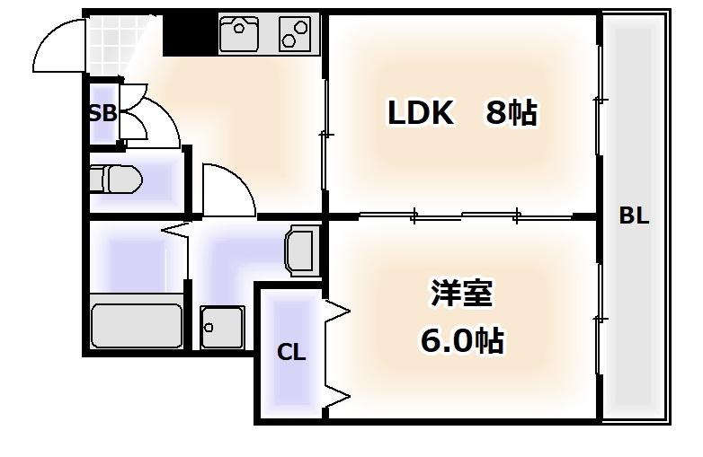 クリスタ文の里(1LDK/3階)の間取り写真
