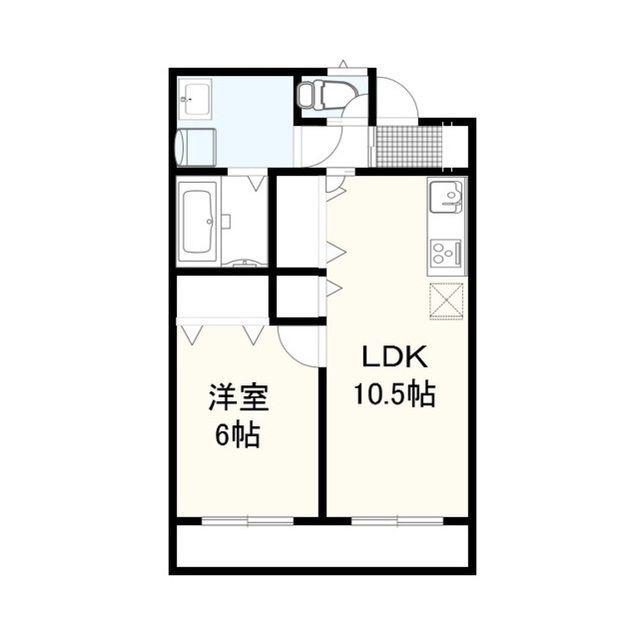 FIORE棟高(1LDK/2階)の間取り写真