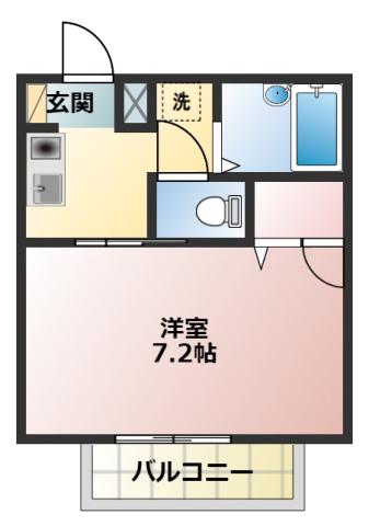 コーポはなみずきC(1K/1階)の間取り写真