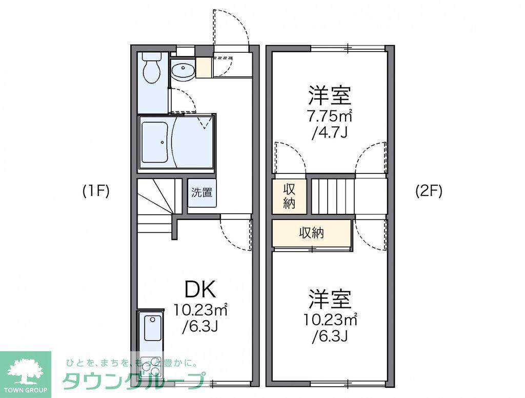 レオパレスたかはな(2DK/1階)の間取り写真