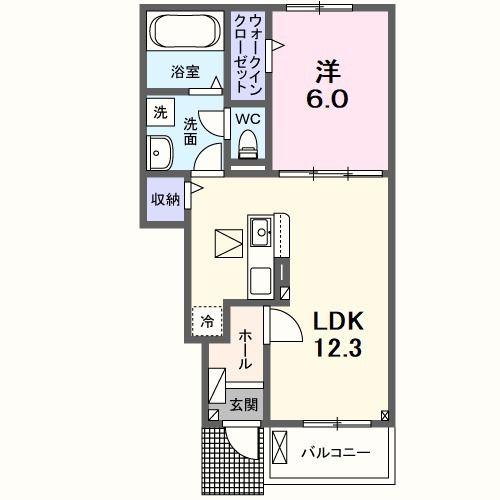 クレメント中今里(1LDK/1階)の間取り写真
