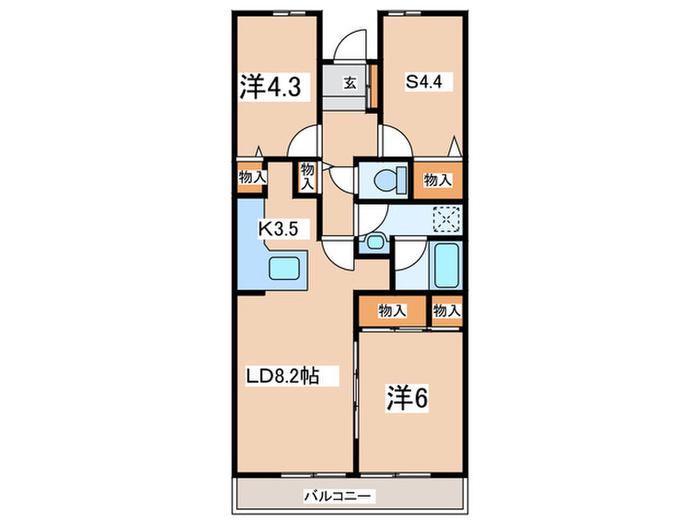 ヒルズ南戸塚3号棟(2SLDK/3階)の間取り写真