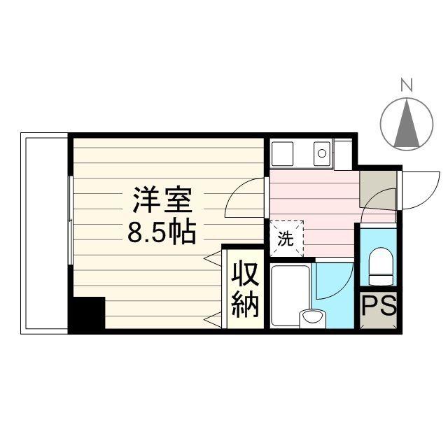 リエス原町(1K/8階)の間取り写真