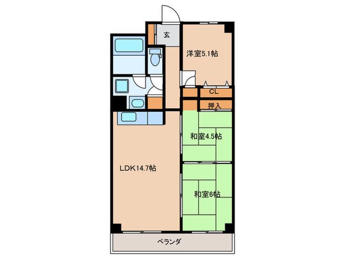 コープ野村御園(3LDK/5階)の間取り写真