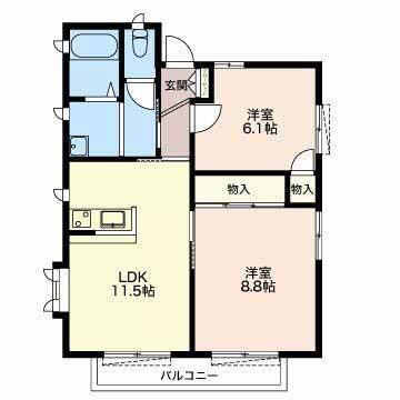 ソレーユ小泉B(2LDK/2階)の間取り写真