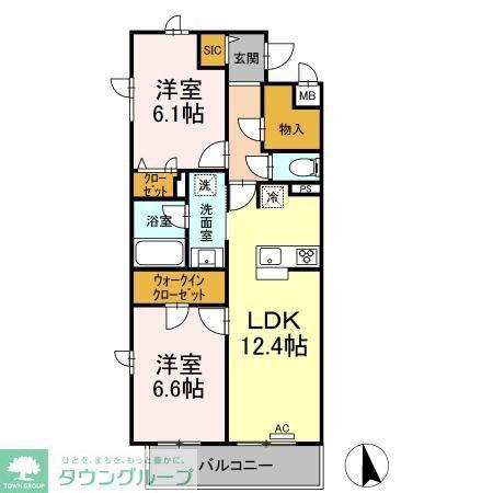 NOBLE MAISON(2LDK/4階)の間取り写真