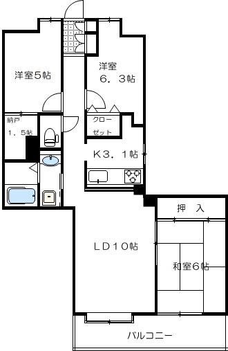 コスモ大宮(3LDK/4階)の間取り写真