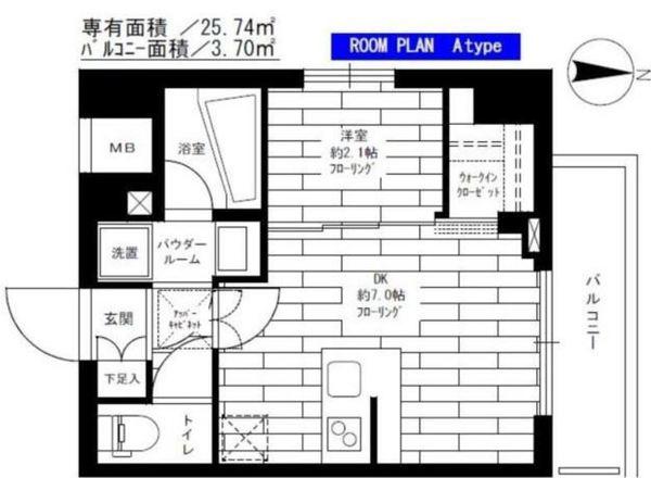 ステージファースト両国IIアジールコート(1DK/6階)の間取り写真