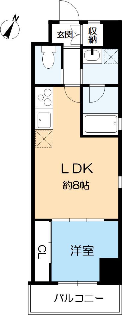 ハピネス六甲道(1LDK/6階)の間取り写真