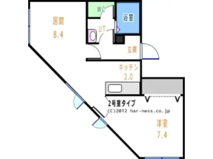 コーポ楓(1LDK/3階)の間取り写真