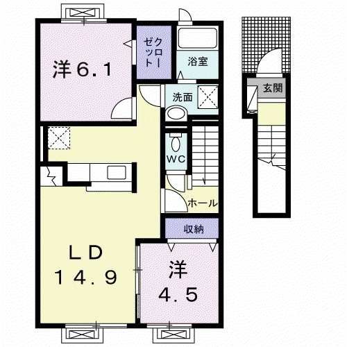 ハイグレイス(2LDK/2階)の間取り写真