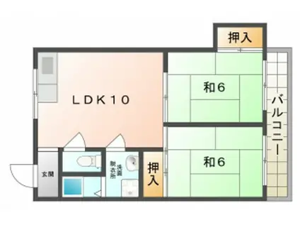 ハイツナカムラ(2LDK/3階)の間取り写真