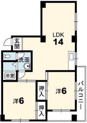 大和ハイツ(2LDK/4階)の間取り写真