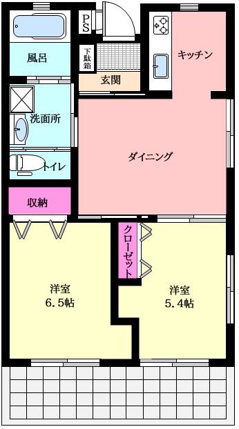 本厚木ローゼンハイム(2LDK/3階)の間取り写真