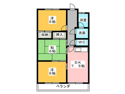 シャトーカナデ(3DK/2階)の間取り写真