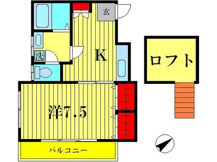 明徳ビル(1K/3階)の間取り写真