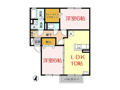 ロワールI(2LDK/1階)の間取り写真