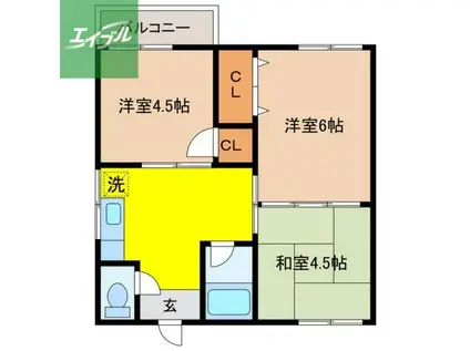 ガーデンヒルズ白木(3DK/2階)の間取り写真